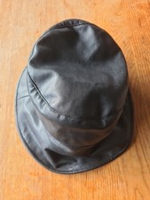 Black leather look bucket hat