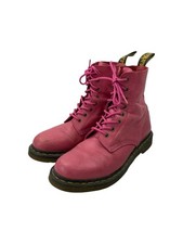 Dr Martens Pascal Leather Boots Pink Hi Top 8 Eye Shoes Punk Alternative - UK7