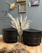 PROFESSIONALLY SPRAY PAINTED NATHAN TEAK CORNER CUPBOARDS BEDSIDES