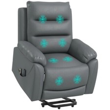 HOMCOM Home Power Massage Lift Big and Tall PU Leather Recliner Chair, Grey