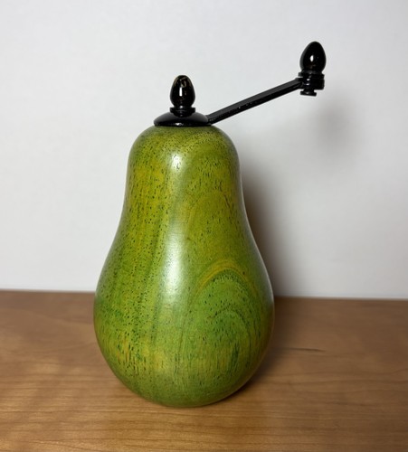 Vintage wooden green pear - wooden,