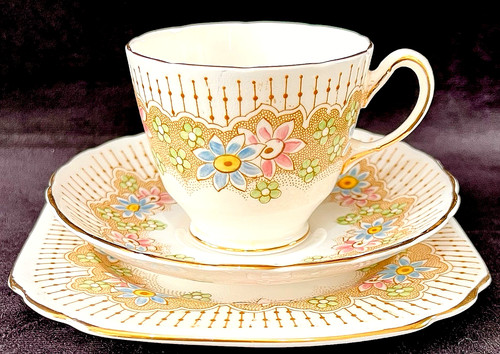 Vintage art deco floral - floral, bone