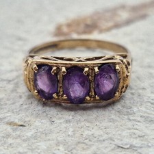 Vintage 9ct Amethyst Ring, Gold Crystal Ring, Amethyst Ring, 9ct Gold Ring, 9ct