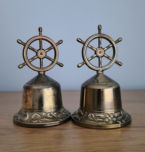 Brass bells ship wheel vintage - brass,