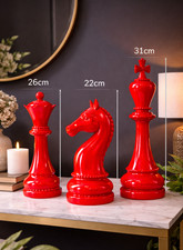 Large Red Set of 3 Chess