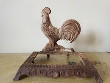 Vintage Cast Iron Chicken Cockerel Boot Scrape Scraper Brush Doorstop