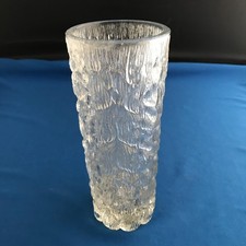 Vintage Goebel Charlottenhutte Ice Tree Bark Pattern Frosted Glass Vase (1970s)