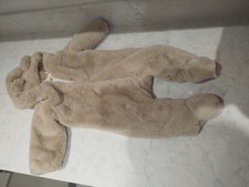 Zara Unisex Baby All In One Snow Suit Cream/Beige Teddy Hooded Pramsuit 1/3 Mont