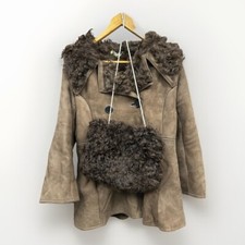 Antartex Brown Sheepskin Ladies Coat & Muff - Pit to Pit 19” - Medium