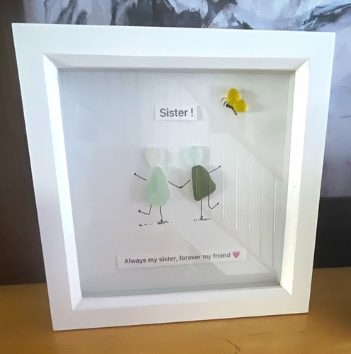 White square box frame sister - white,