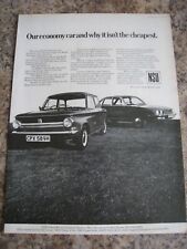 NSU CARS PRINZ 4 Ro80 WANKEL ENGINE SUSSEX 1970 ADVERT A4 FILE 33