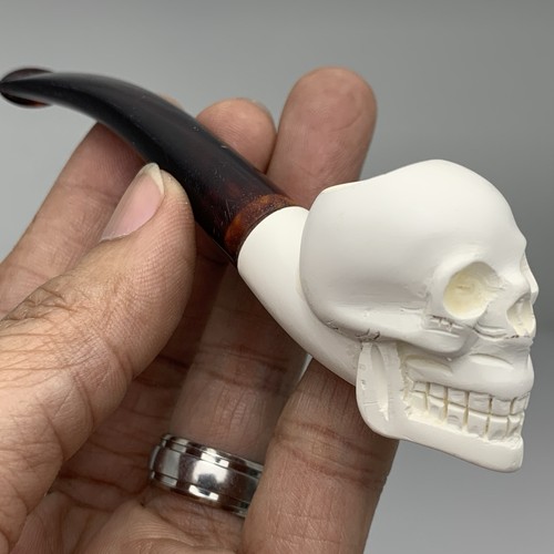 Meerschaum skull smoking pipe - meerschaum,