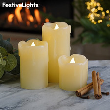 Set of 3 LED Flameless Pillar