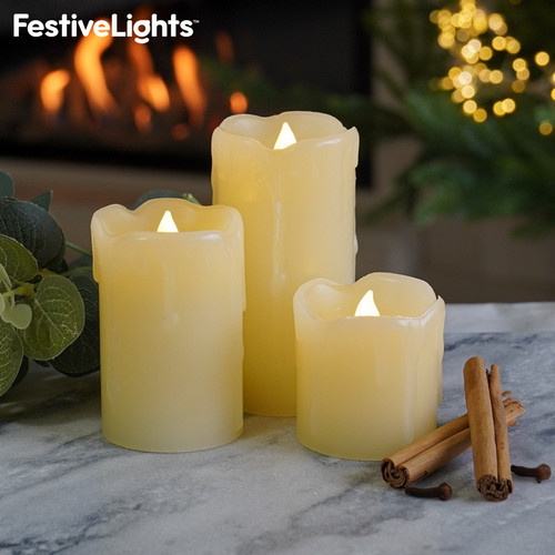 Set led flameless - flameless, pillar