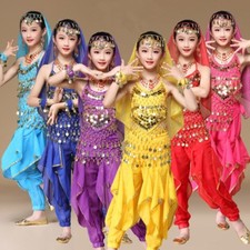 Girls Belly Dance Chiffon Costume Kids Festival Bollywood Fancy Costume