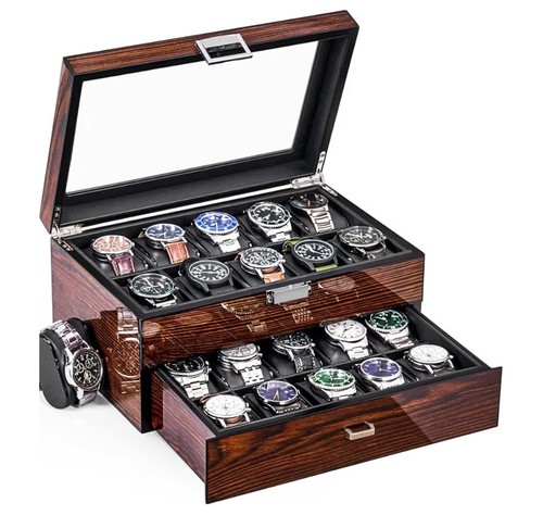 Slot wooden watch box - 20,