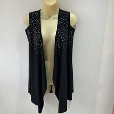 Joseph Ribkoff Black Cold Shoulder Waterfall Cover-up. Studded. NWT. Size 10