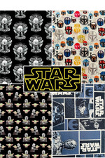 Star Wars Cotton Fabric Blocks Mandalorian Crest Yoda Helmet Trooper Kids Sew 45