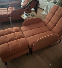 Two recliner chairs with foot - two,