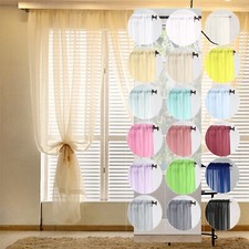 A single panel of high quality Voile Curtain Slot Top solid sheer +tie backs