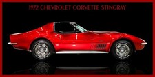 1972 Chevrolet Corvette Stingray in Deep Red NEW Steel Sign: 12x24" Made in USA