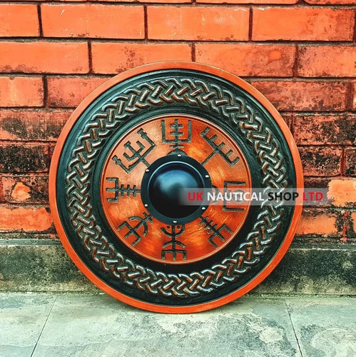 Carved viking shield with - carved,