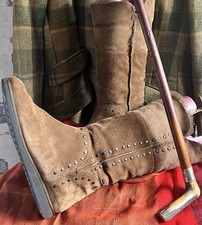 Hogl Brown Suede Studded Boots Gortex Lined with Sheepskin Trim. Size UK 5