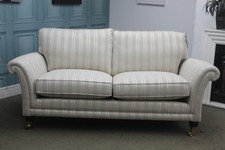 PARKER KNOLL BURGHLEY LARGE 2 SEATER SOFA IN AUSTEN STRIPE OATMEAL FABRIC