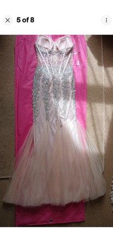 Jovani nude mesh silver