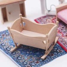 1:12 Scale Dolls House Miniature Cradle Baby Shaker Wooden Furniture Accessories