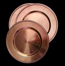 Charger PLATES, copper color, 13", classic Rope Edge design (set of 8)