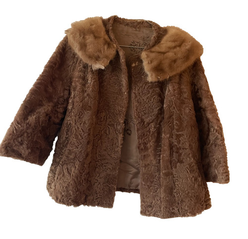 Vintage real fur coat brown - vintage,