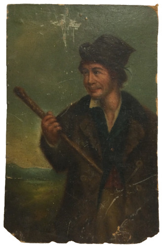 Antique oil painting card - antique,