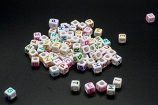 6mm Coloured Cube Mixed Letter