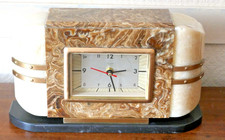Art Deco Mantle Clock Beige Marble