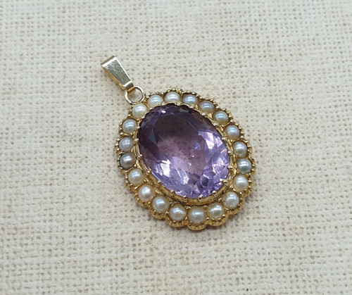 Vintage 9ct gold amethyst - amethyst, &