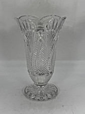 Waterford Crystal Seahorse Pedestal Vase Scalloped Edge Rim