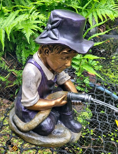 Pond spitter boy with hose - pond,