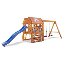 Large Wooden Swing Set Slides Rock Climbing Frame Little Tikes Panther Peak
