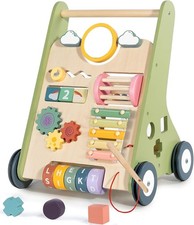 Wooden Baby Walker for 1 2 Year Old Boys Girls Push Along Toy, 10 in 1