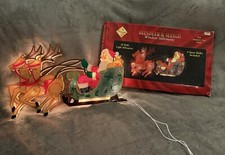 Vintage Premier Window Silhouette Santas Sleigh and Reindeers Multicoloured 90s