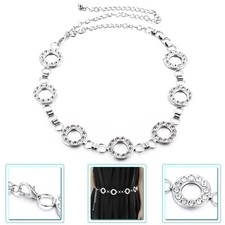 Silver Diamante Ring Adjustable Belt Stunning Diamond Design Dress Party Wear