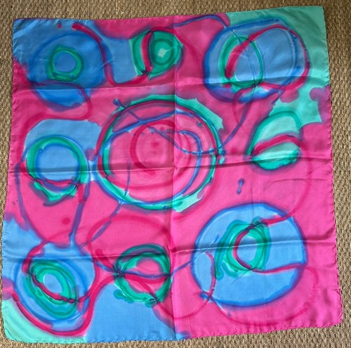 Vintage 1970s pink green blue - green,