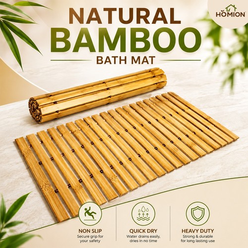 Bamboo wood bath mat - bath,