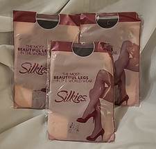 3 x Silkies 030206 Ultra Control Top Off-Black Women's Tights Size 2 Medium 2010