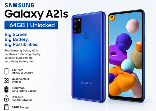 Samsung galaxy a21s 64gb blue - samsung, -blue
