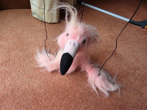 Pink flamingo plush marionette - pink,