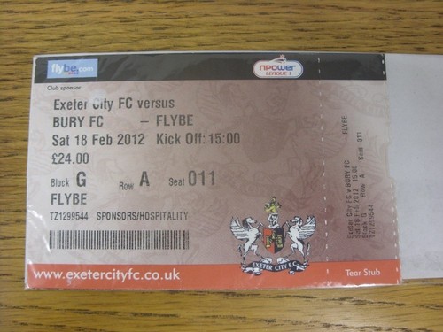 2012 ticket exeter city - 18/02/2012,