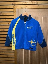 Vintage Subaru WRC Rally Racing Boys Blue Yellow Fleece Jacket Zip 9-11 Years