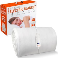 Electric Blanket 3 Heat Settings Overheat Protection Machine Washable Double 60W
